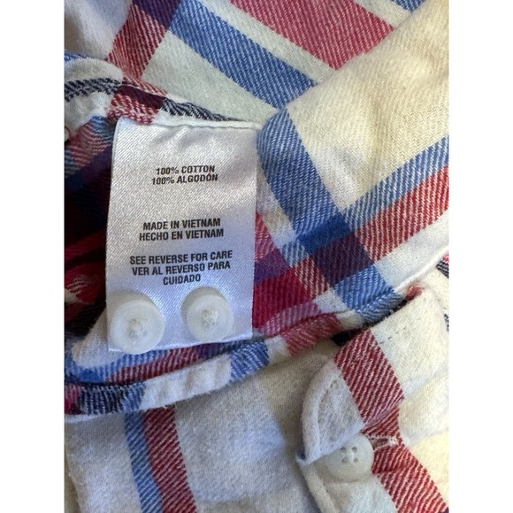 Woolrich‎ Women L Flannel Shirt Red Blue White Plaid Cotton Long Sleeve HLT0669S - Picture 4 of 9